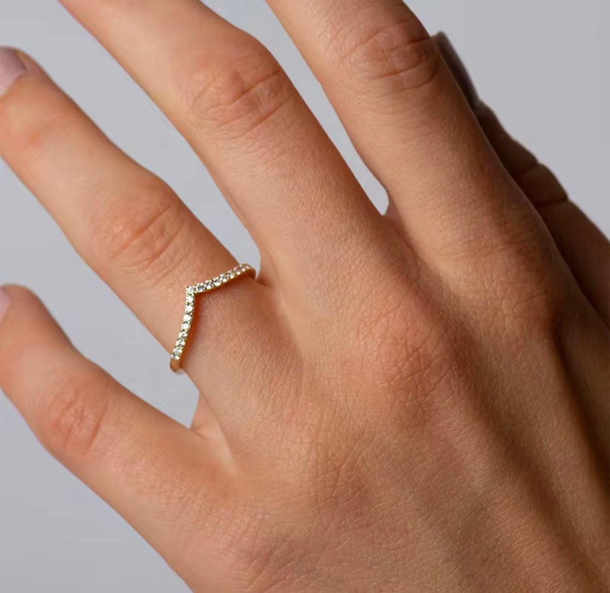 Elegant Pavé Wishbone Ring