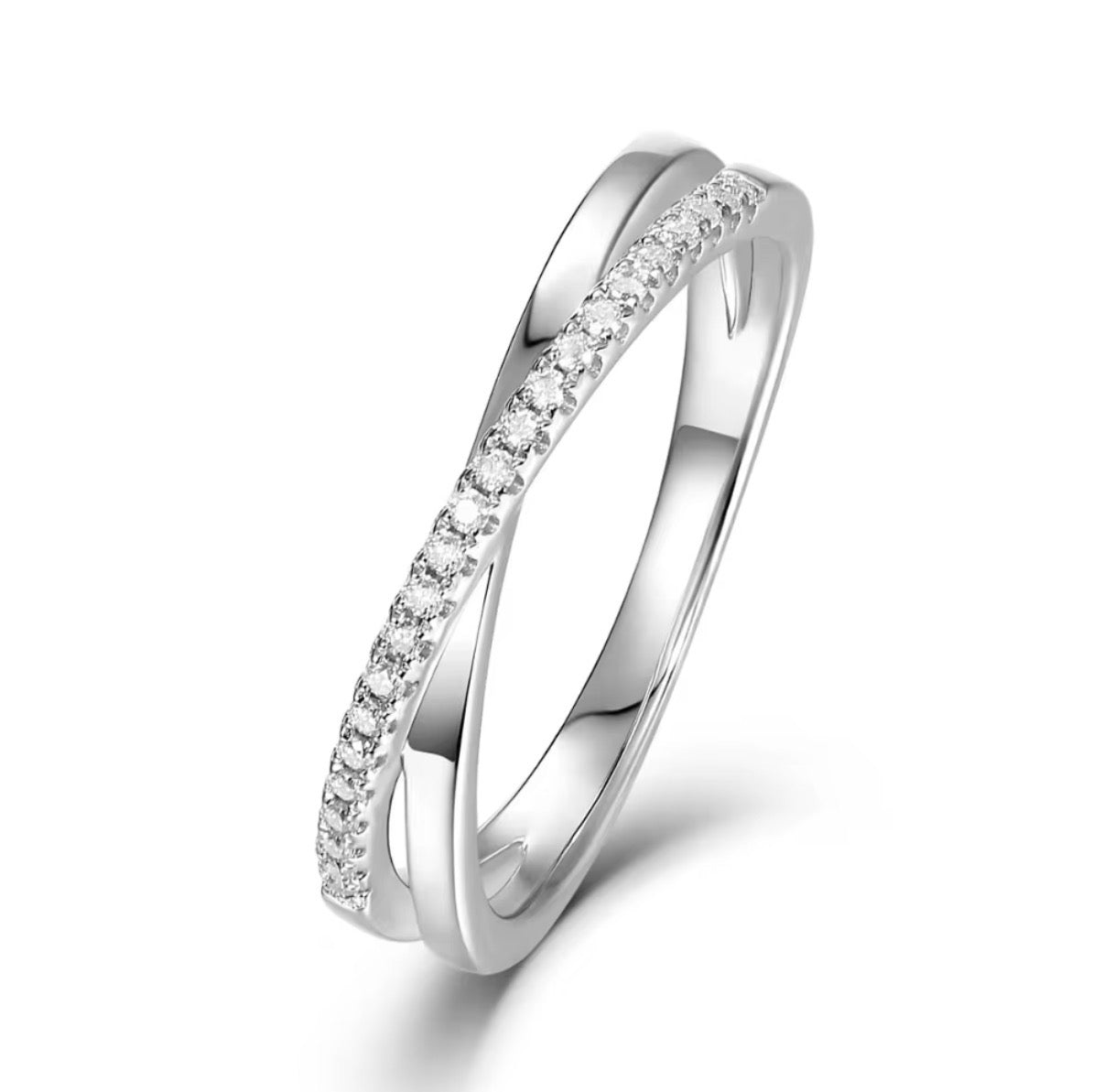 Elegant Twist Pavé Silver Ring