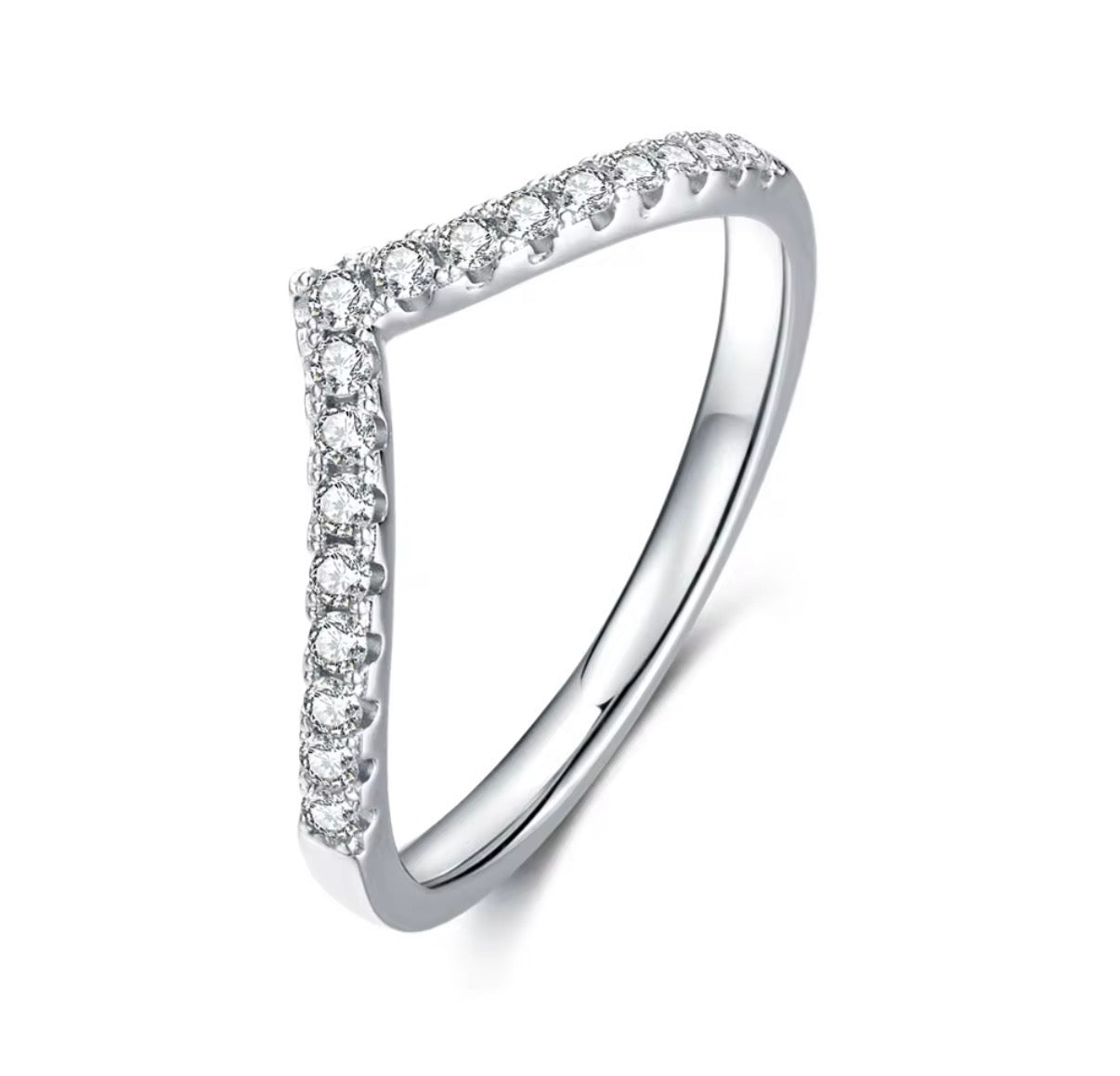 Elegant Pavé V Band Stacking Ring