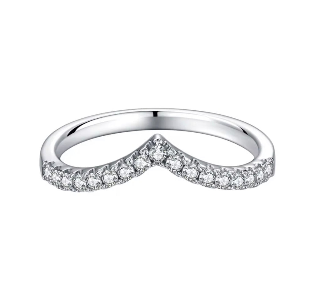 Elegant Pavé V Band Stacking Ring