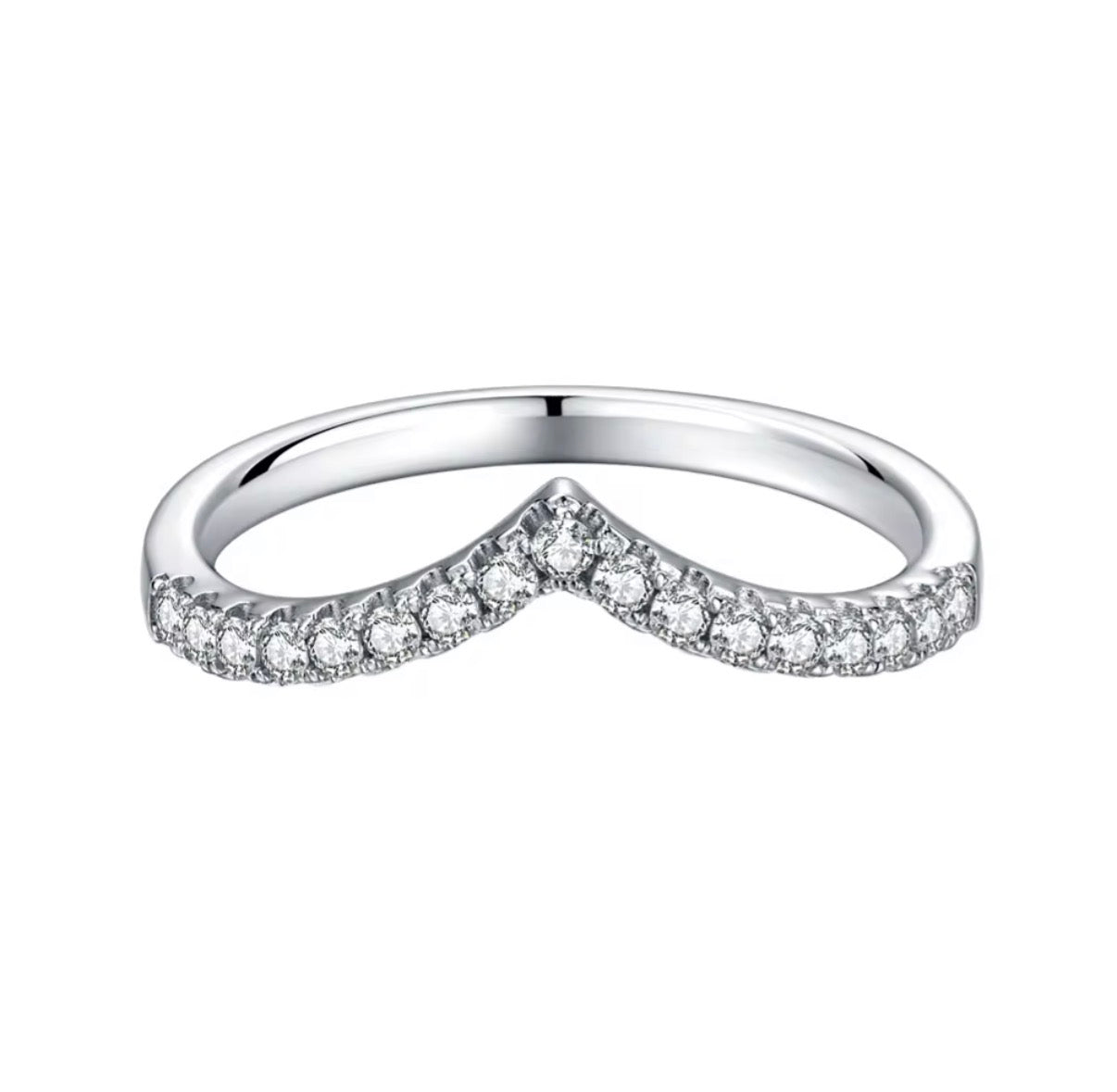 Elegant Pavé V Band Stacking Ring