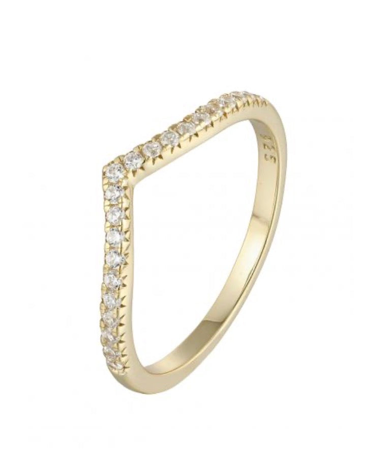 Elegant Pavé Wishbone Ring
