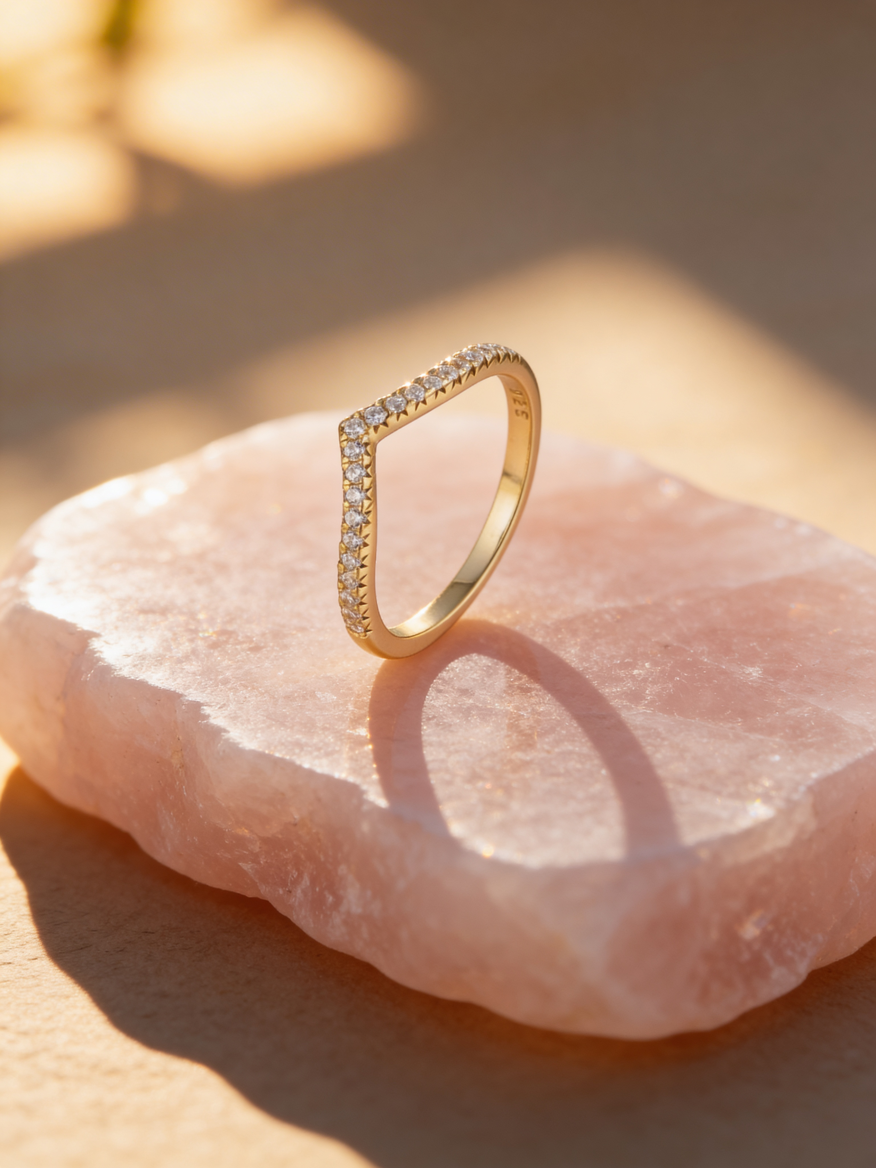 Elegant Pavé Wishbone Ring