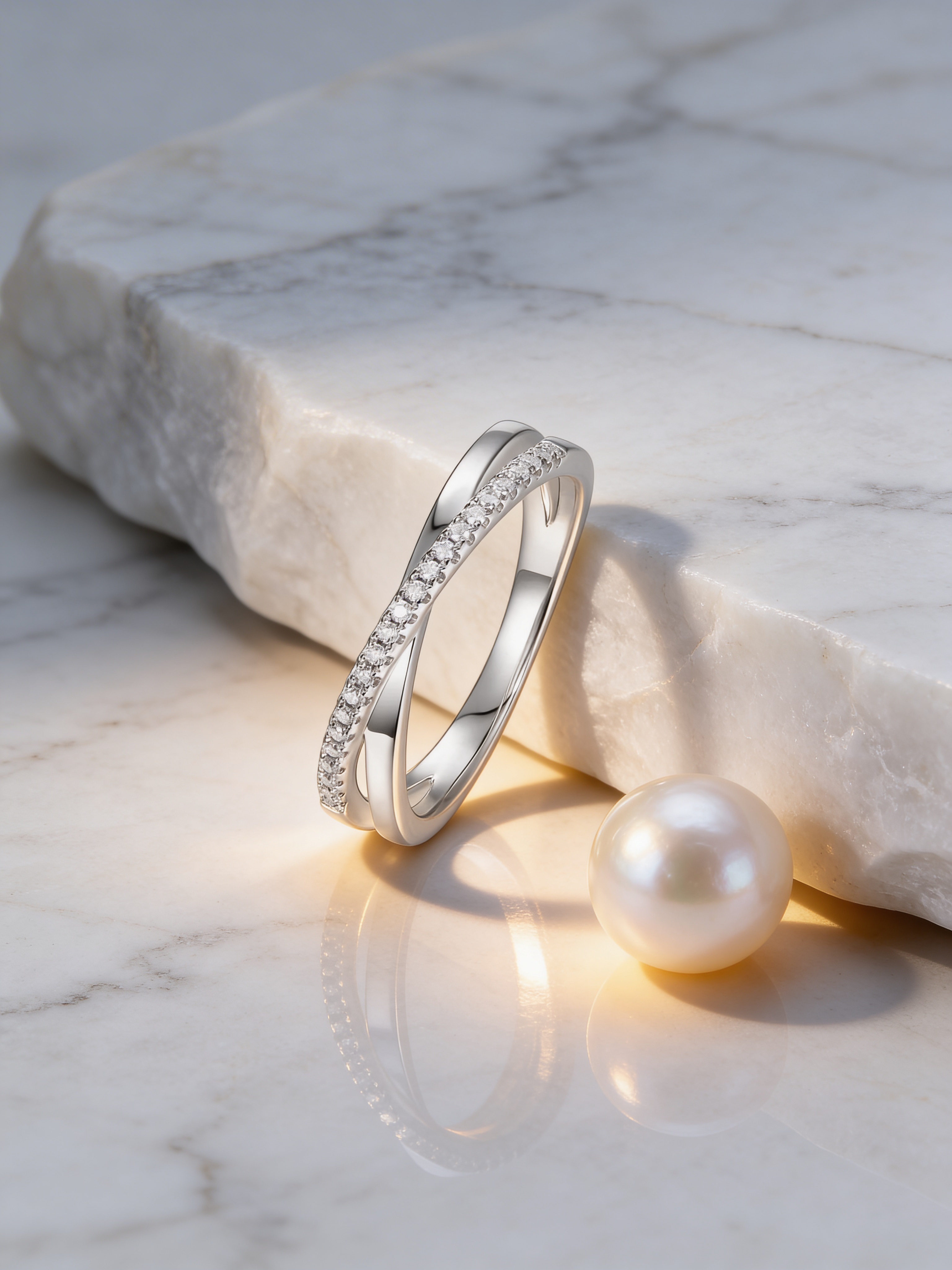 Elegant Twist Pavé Silver Ring