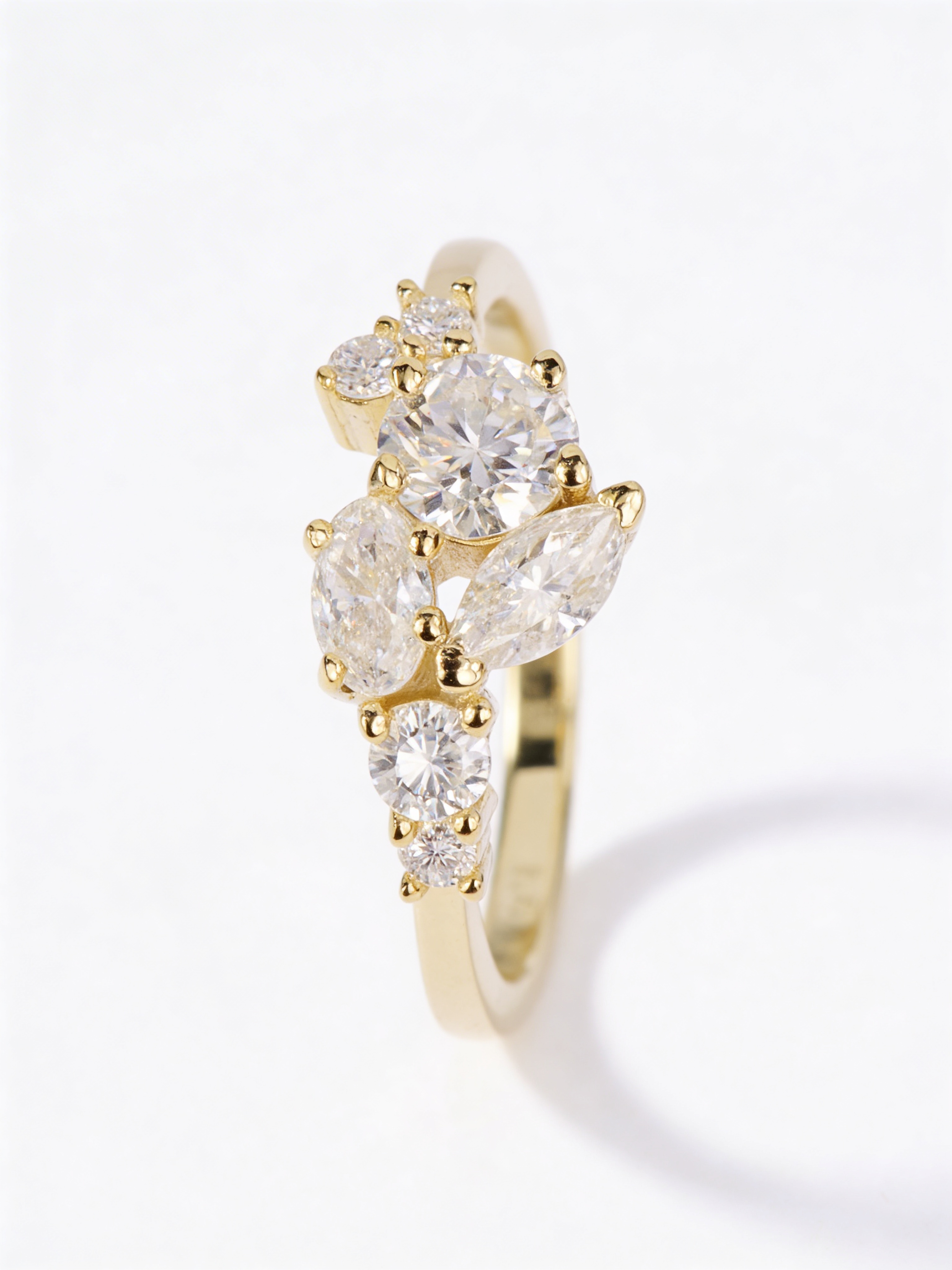 Golden Bloom Moissanite Cluster Ring