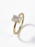 Gold Plated Rectangle Moissanite Solitaire Ring