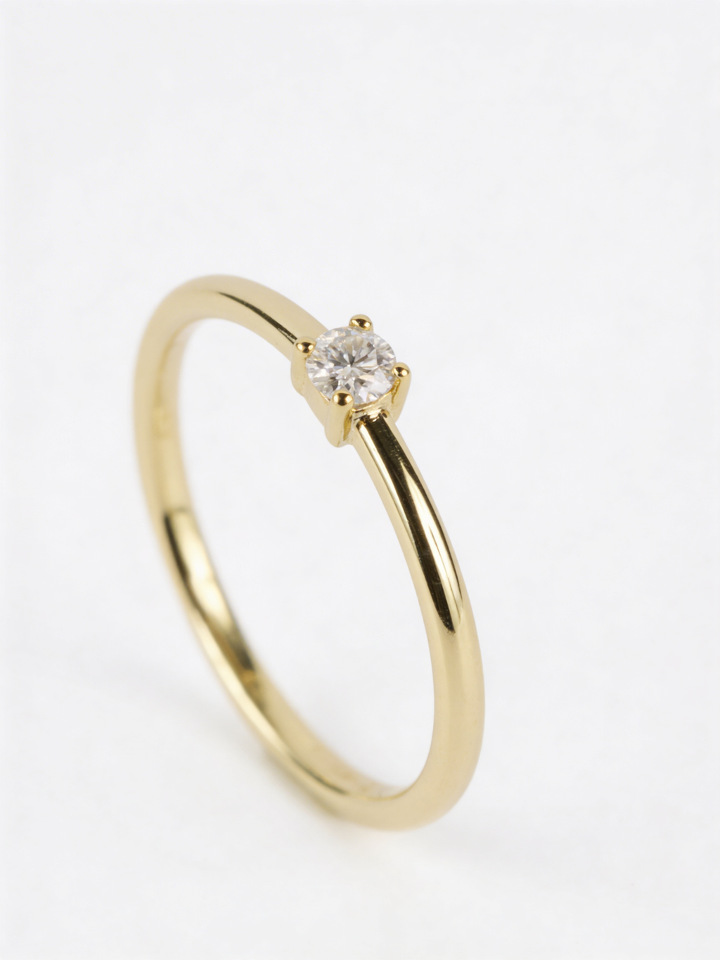 Round Solitaire Moissanite Gold Plated Silver Ring