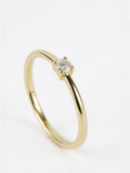 Round Solitaire Moissanite Gold Plated Silver Ring