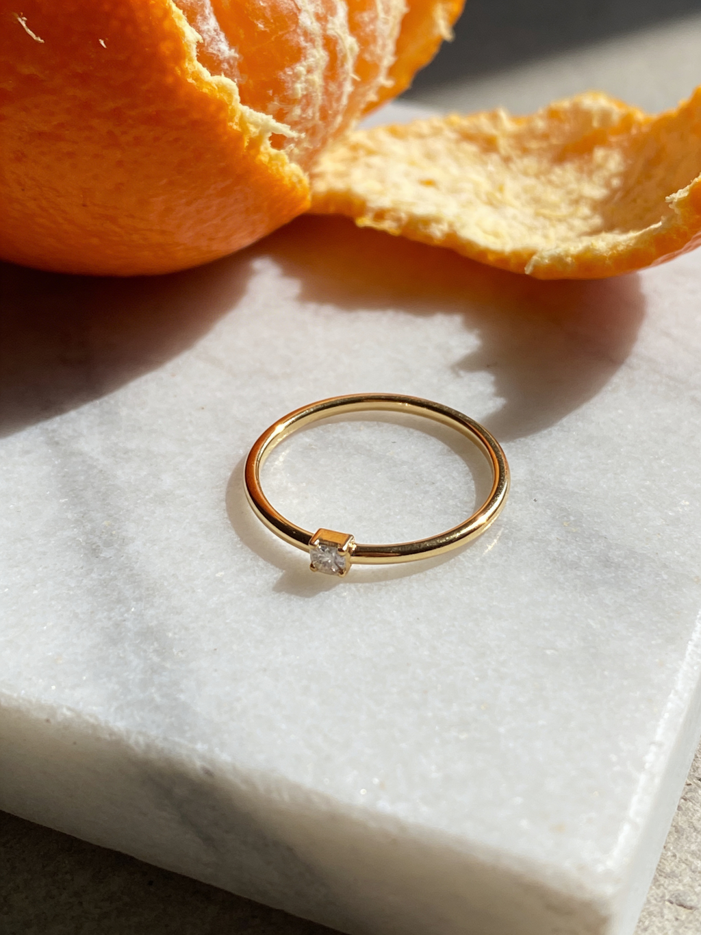 Round Solitaire Moissanite Gold Plated Silver Ring